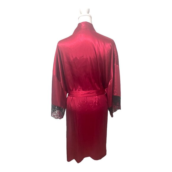 Lilac & London Scarlet Red Satin Robe X-Large - Picture 2 of 8